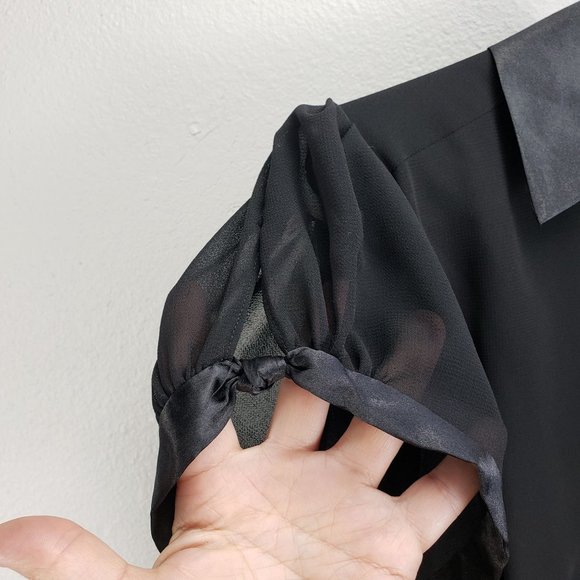 Robbie Bee Women's 10 Short Sleeve Black Collar Dress Wednesday Addams Gothic - Picture 3 of 14